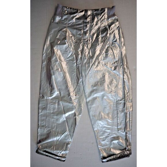 FP Movement OB1870057 Women's Sz L Silver Mesmerize Me Shine Pants - Picture 1 of 16